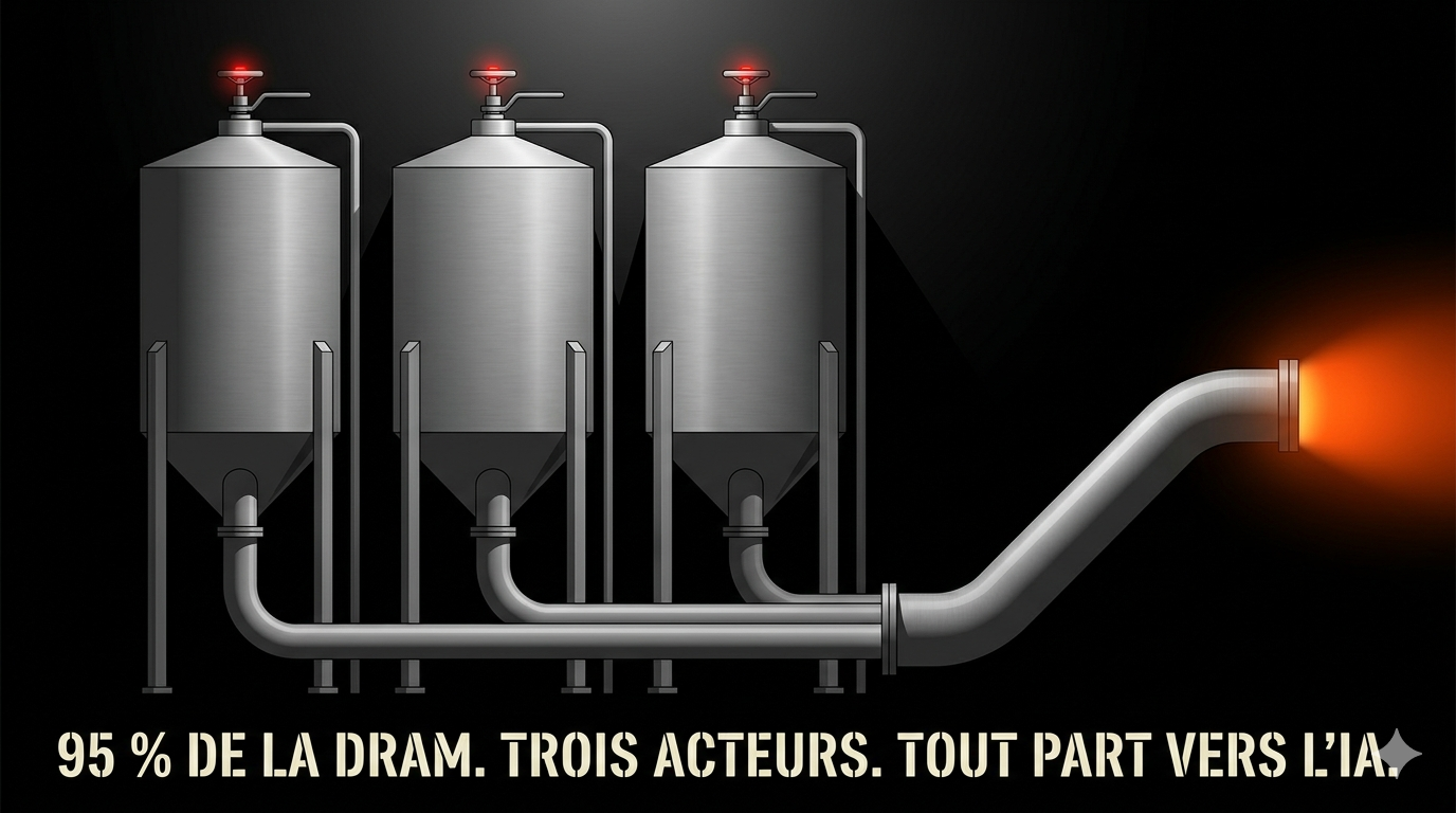 Pénurie DRAM, quand l'IA vide les usines de mémoire jusqu'en 2028